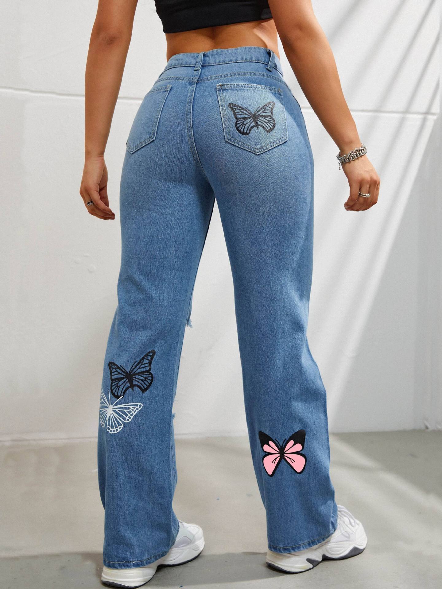 High Waisted Straight Leg Jeans