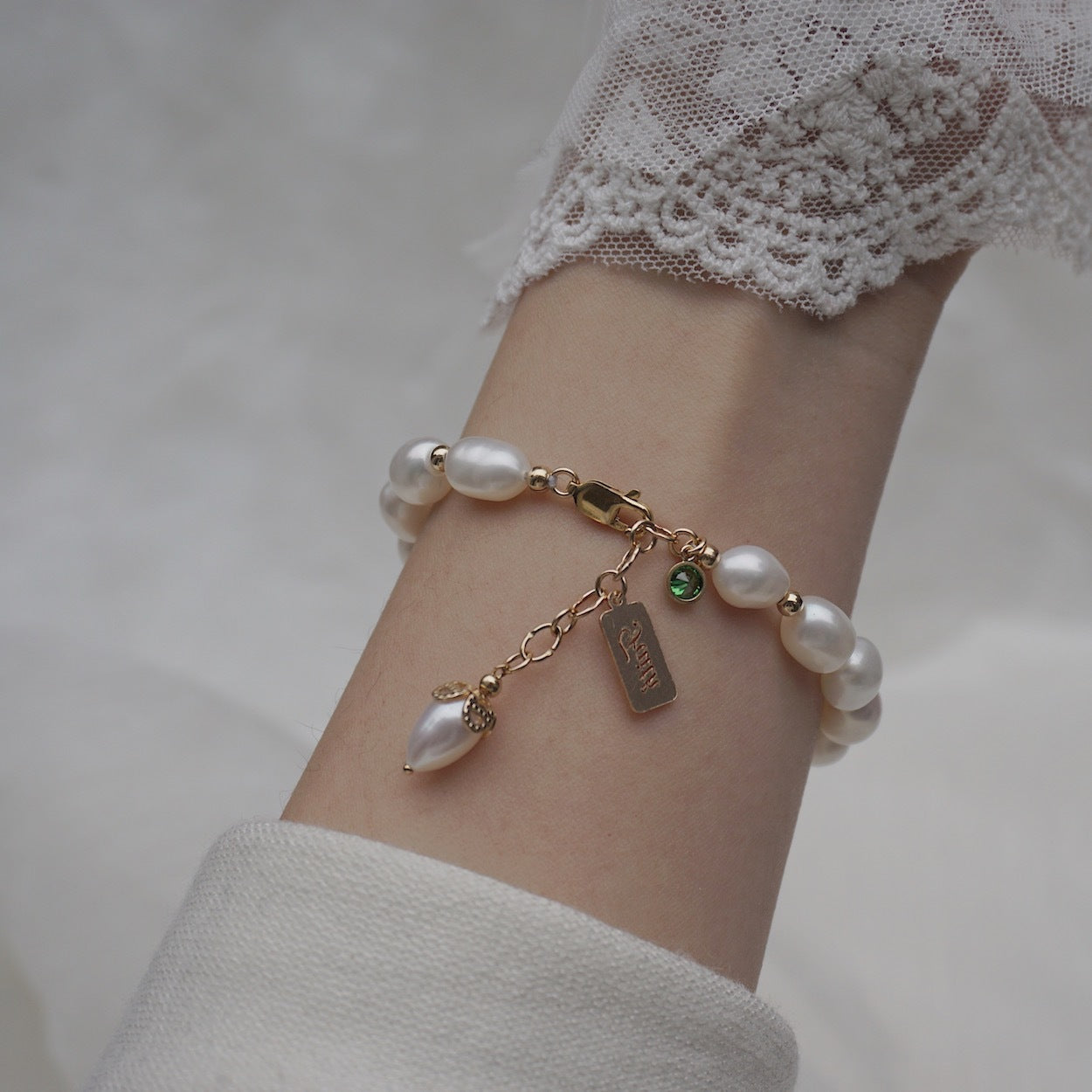 Zircon Pearl Bracelet