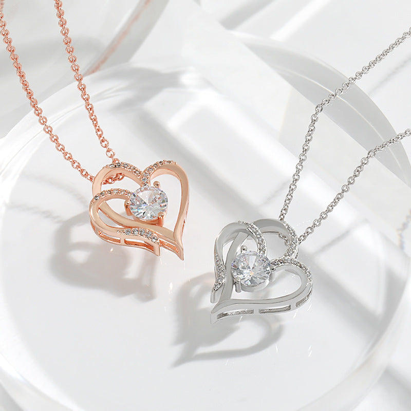 Rhinestone Heart-shaped Necklace